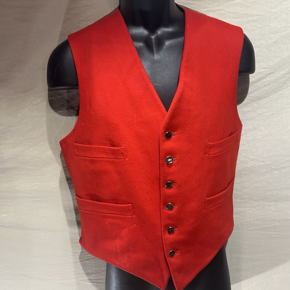 Vintage Phelps Wilgar Made in England Mens Wool Waistcoat Vest Red Small 38